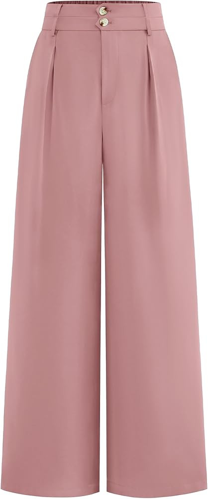 BTFBM Women Wide Leg Dress Pants 2026 High Waisted Button Pleated Business Casual Trousers Office... | Amazon (US)