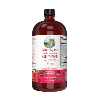 MaryRuth's Liquid Morning Vegan Multivitamin - Raspberry - 15.22 fl oz | Target