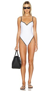 LPA Alessa One Piece in White & Black from Revolve.com | Revolve Clothing (Global)