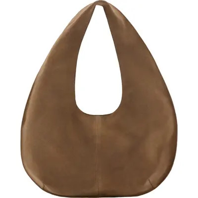 MANGO Small Leather Hobo Bag in Chocolate at Nordstrom | Nordstrom