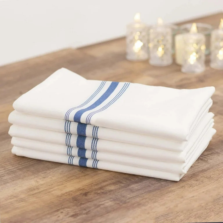 BalsaCircle 10 White 18"x22" Polyester Fabric Napkins with Blue Stripes Wedding Party Tablecloths... | Walmart (US)