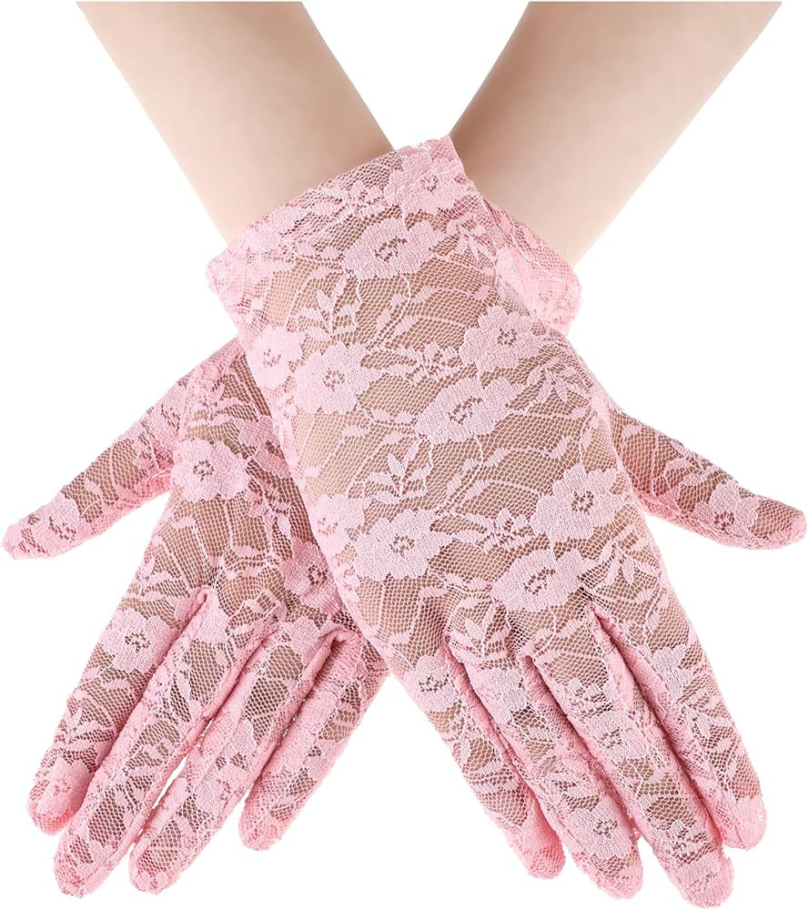Women Lace Gloves Tea Party Short Lace Gloves Courtesy Dressy Gloves for Wedding Dinner Party | Amazon (US)