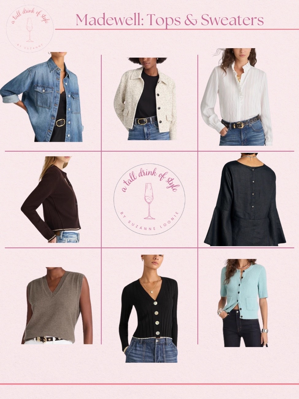 LTKxMadewell 
Denim top, crop jacket, ruffle collar top, cashmere sweater, cardigan, wide sleeves, vest, short sleeve sweater

If you're tall, over 40, or just tired of fashion that doesn’t fit your life, you’re in the right place. I share classic, elevated outfit formulas that actually work on tall women (I’m 6’1” for reference!) and help you feel confident getting dressed again.

Reminder of my sizing:

Age: 55
Height: 6’1”
Tops: S/M
Bottoms: 8/10
Dresses: 8/M

#LTKxMadewell #LTKOver40 #LTKSaleAlert