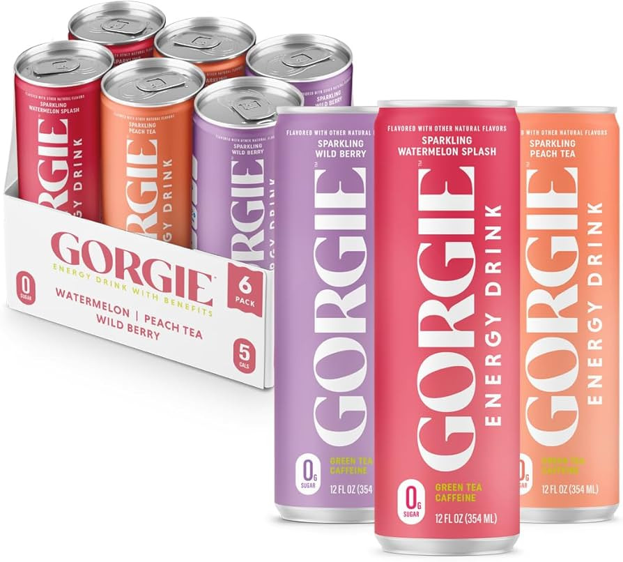 GORGIE Sugar Free Natural Energy Drinks, Sparkling Original Variety Pack (6 Cans) Healthy Energy ... | Amazon (US)