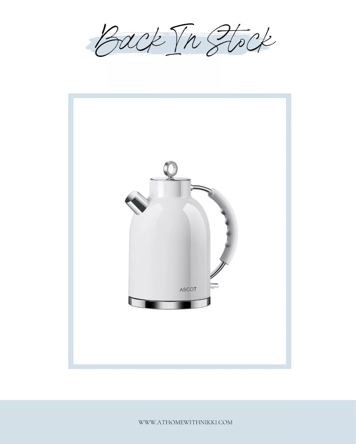 Electric Kettle, ASCOT Stainless Steel Electric Tea Kettle, 1.7QT