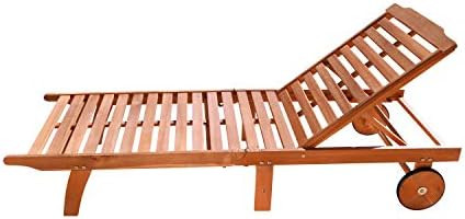 Vifah V255 4 Back Levels Outdoor Wood Single Chaise Lounge for Outdoor Relaxation, Pool, Spa, Bea... | Amazon (US)