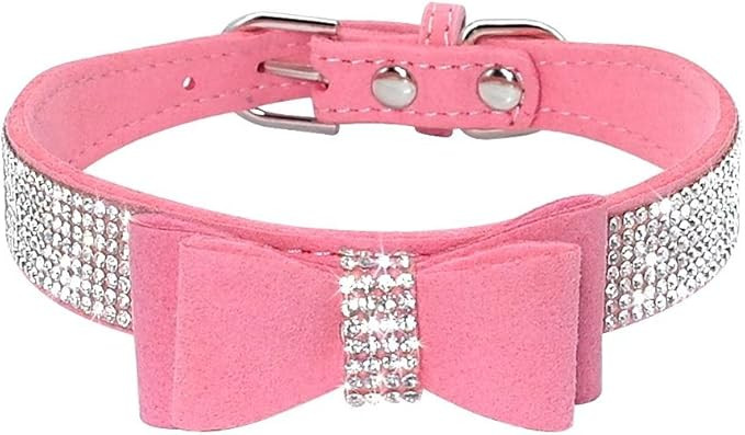 Beirui Rhinestone Bling Leather Dog & Cat Collar - Flocking Sparkly Crystal Diamonds Studded - Cu... | Amazon (US)