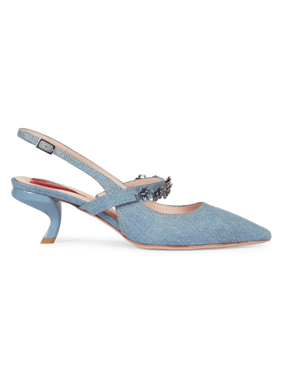 Virgule Daisy 55MM Denim Slingback Pumps | Saks Fifth Avenue