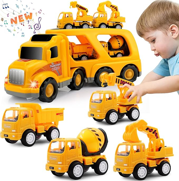 Nicmore Construction Truck Toddler Toys Car: Toys for 1 2 3 4 Year Old Boy 5 in 1 Carrier Toys fo... | Amazon (US)