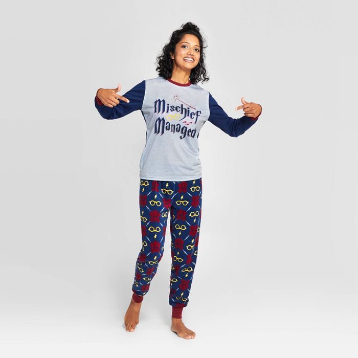 Women's Harry Potter Holiday "Mischief Managed" Pajama Set - Navy | Target