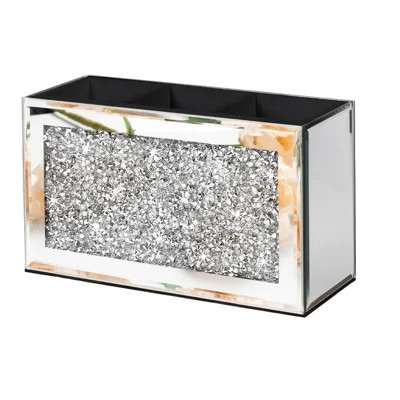 Mercer41 mirrored brush holder with crushed diamond detail