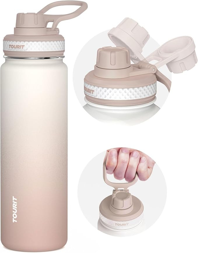 TOURIT 24 oz Insulated Water Bottle, Stainless Steel Water Bottles With Handle, Double-Wall Vacuu... | Amazon (US)
