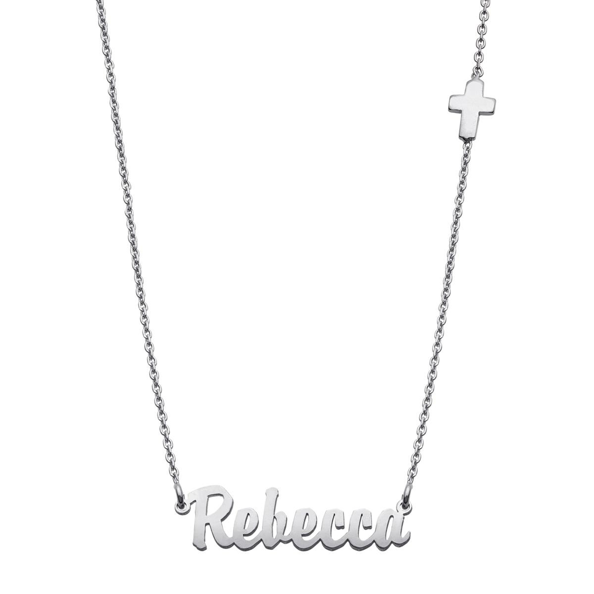 Sterling Silver Mini Script Name 17" Cross Necklace - 8760665 | HSN | HSN