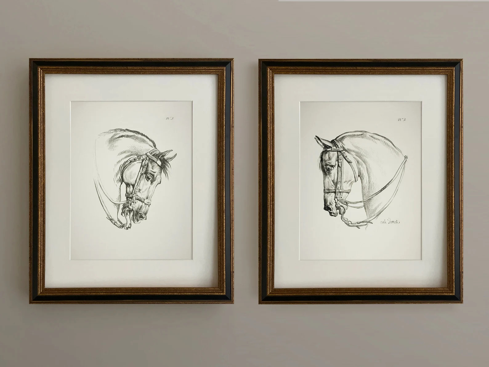 Vintage Prints Wall Art Set Equestrian Drawings Horse Sketch Vintage Printable Digital Download N... | Etsy (US)