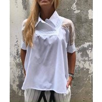 Extravagant Blouse, White Shirt, Casual Short Sleeves Designer Top, Office Party Conceptbg | Etsy (US)