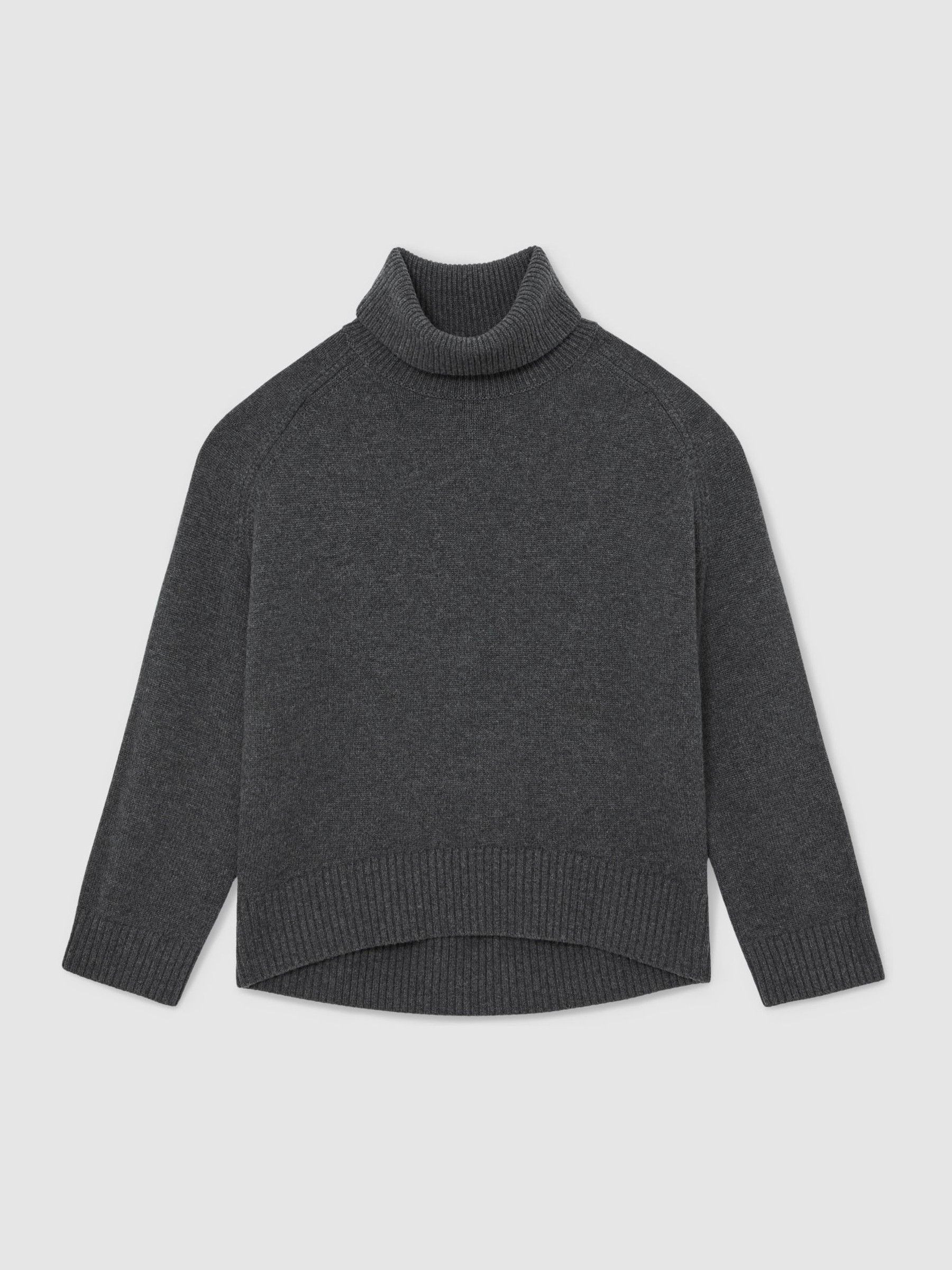 Wool-Cashmere Roll-Neck Jumper in Charcoal Grey | Reiss US