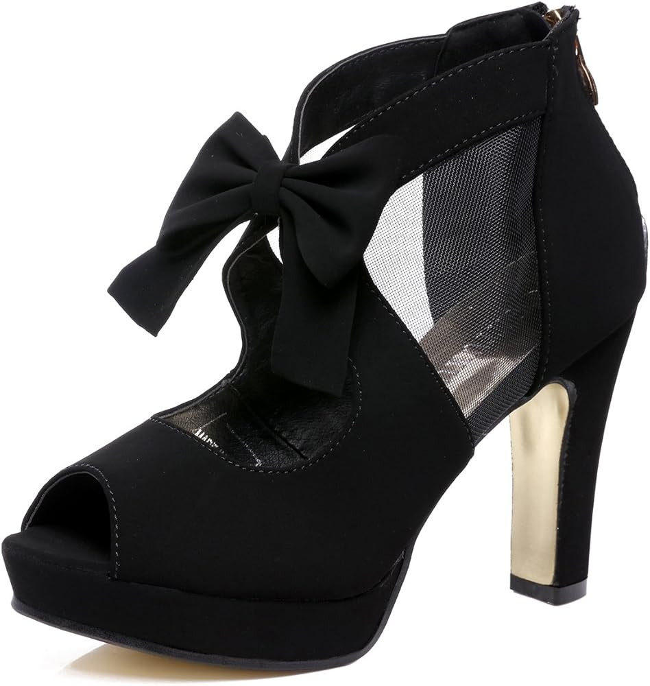 GATUXUS Open Toe Women Platform High Heel Shoes Bows Strappy Sandals | Amazon (US)