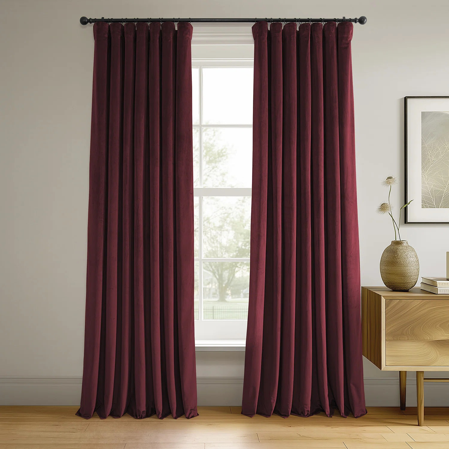 Gracie Oaks Olivia Signature Thermal Lined 100% Blackout Velvet Curtains for Bedroom & Living Roo... | Wayfair North America