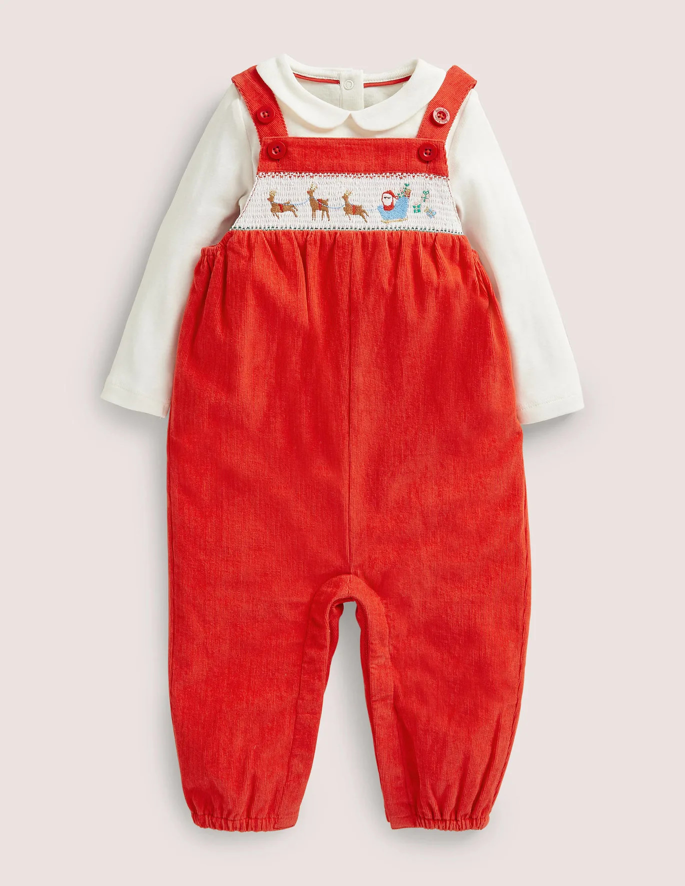 Smocked Dungaree Set - Rockabilly Red | Boden (US)
