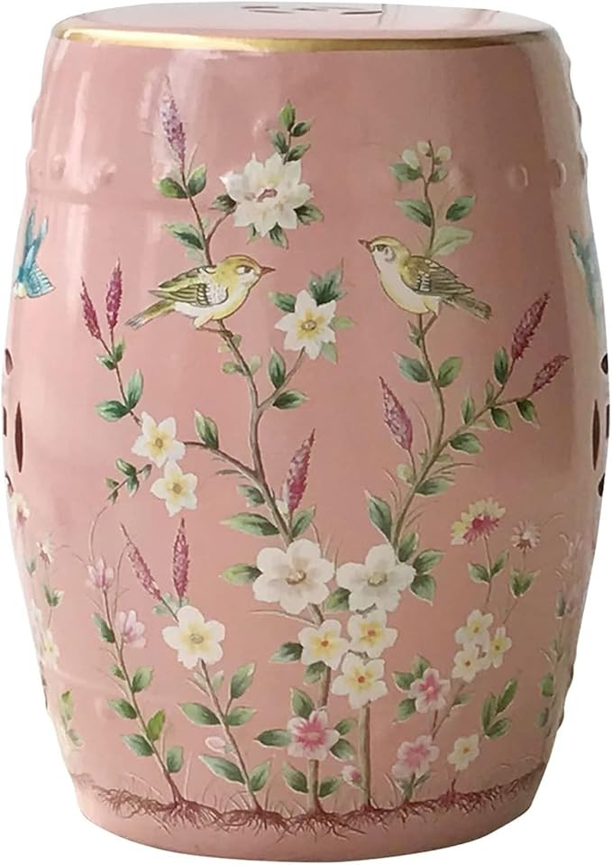 Decorative Ceramic Garden Stool, Glazed Hand-Painted Flower and Bird Shoe Changing Stool Drum Sto... | Amazon (US)