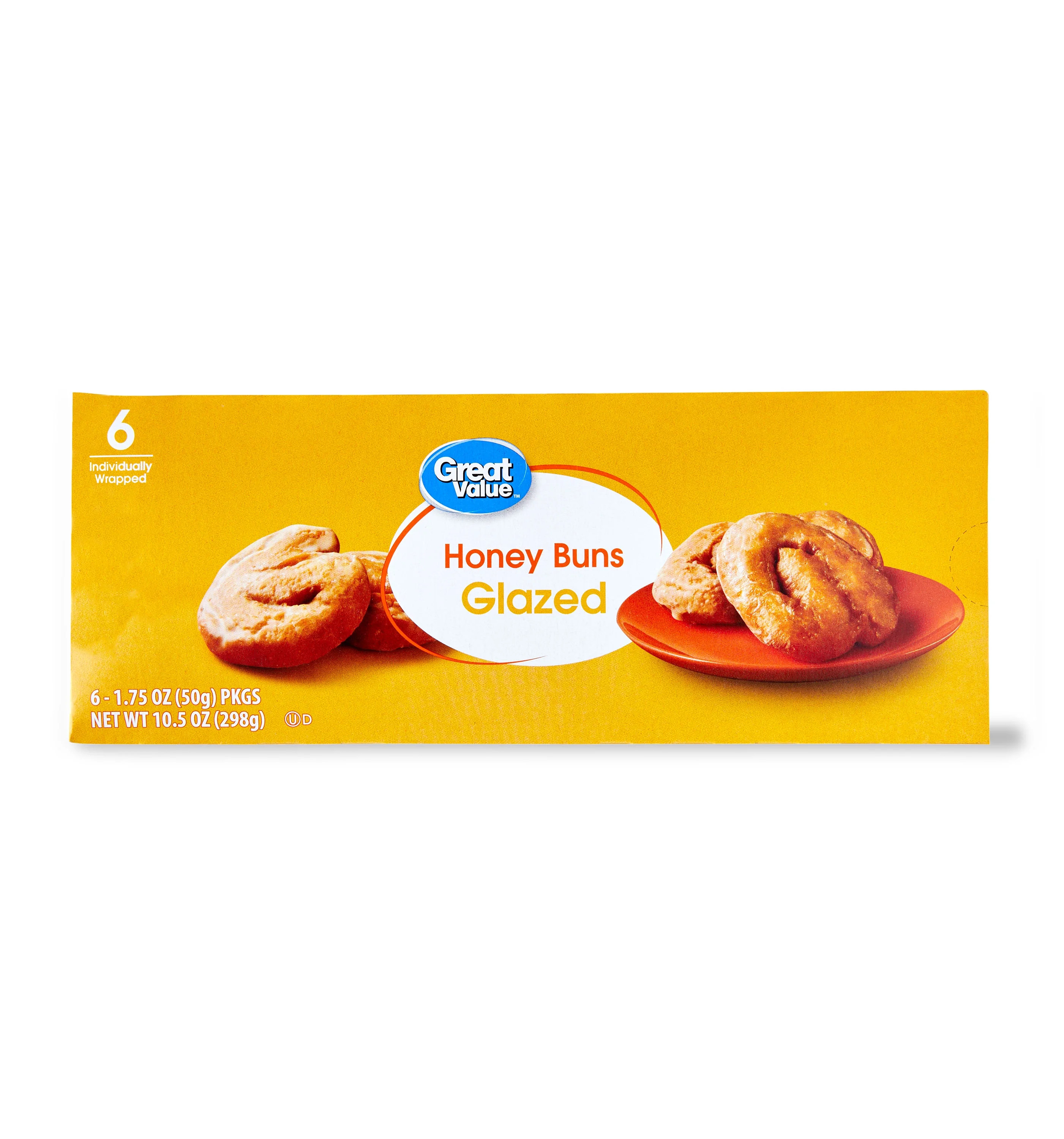 Great Value Glazed Honey Buns, 10.5 oz, 6 Count | Walmart (US)