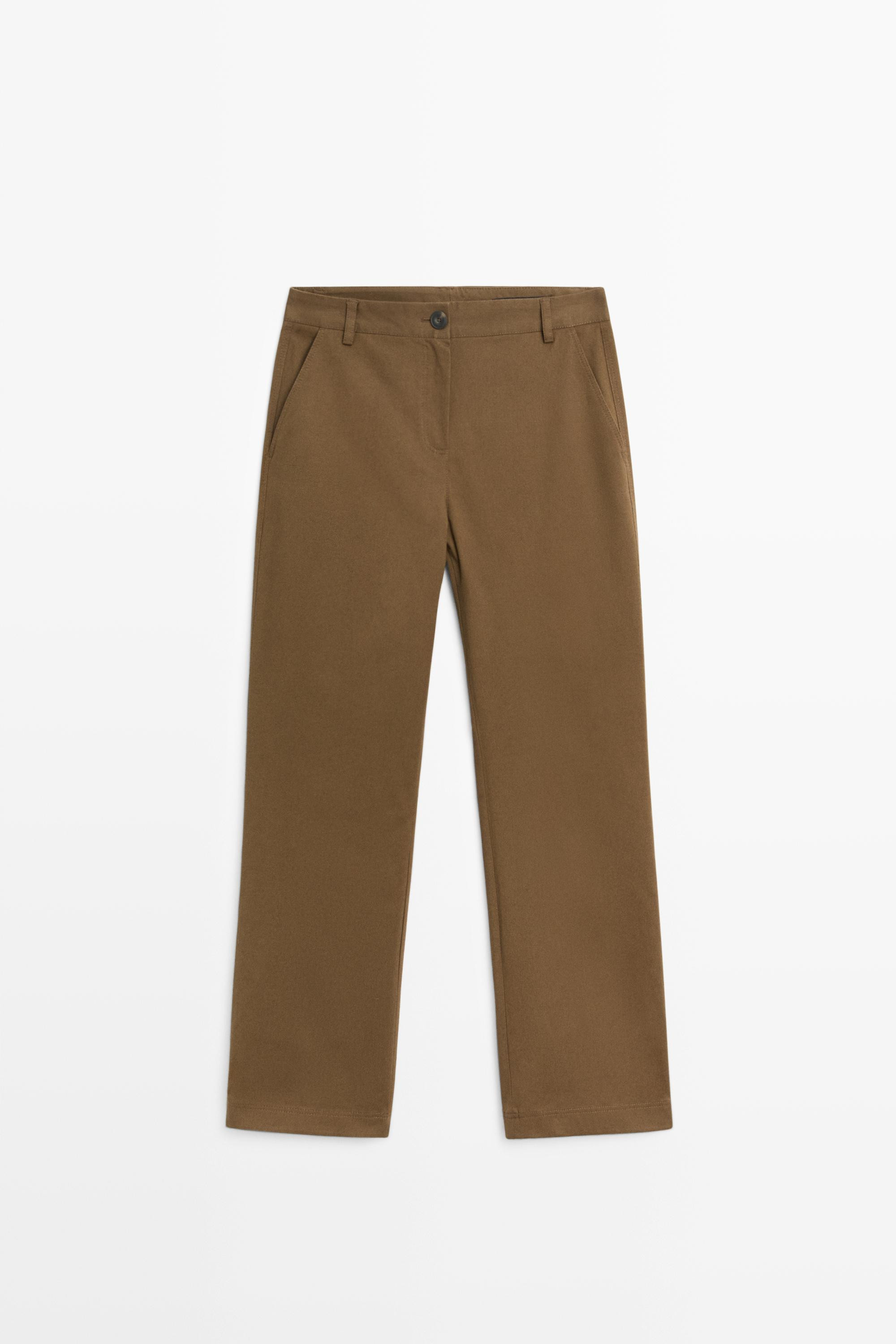 Pantalon kick flare en m\u00e9lange de coton | Massimo Dutti FR