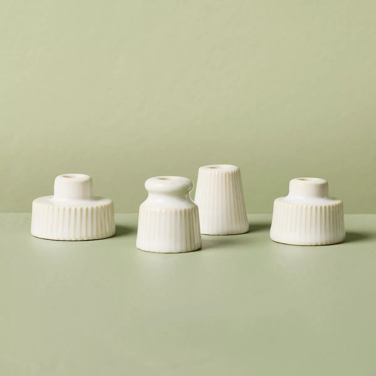 4pc Mini Ceramic Taper Candle Holders Sour Cream - Hearth & Hand™ with Magnolia | Target