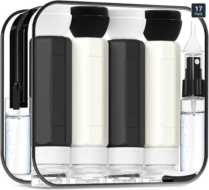 Redfly 17PCS Travel Bottles for Toiletries, TSA Approved Leak Proof Refillable Travel Size Contai... | Amazon (US)