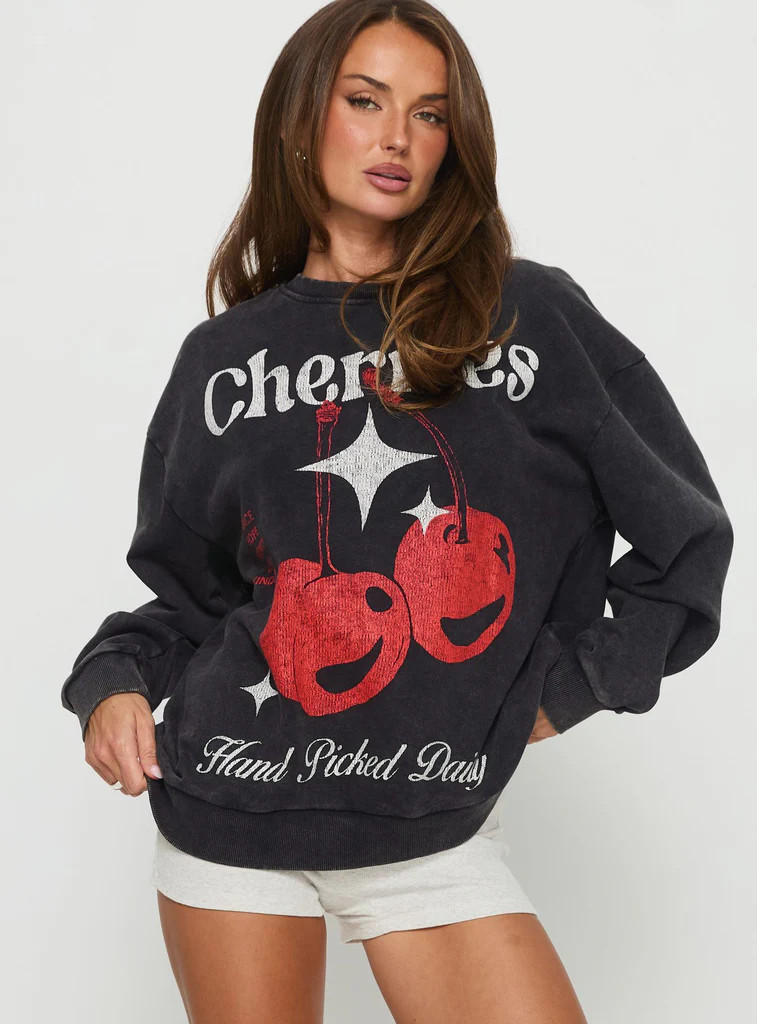 Hand Picked Graphic Jumper Black | Princess Polly US