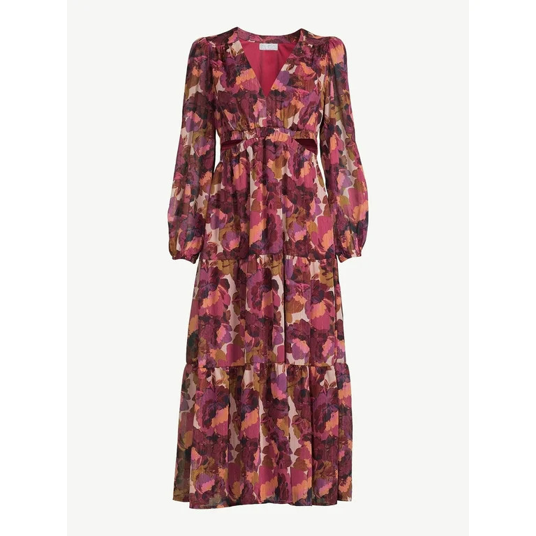 Sofia Jeans Women's Cutout Maxi Dress with Long Sleeves, 50" Length, Sizes XXS-3XL | Walmart (US)