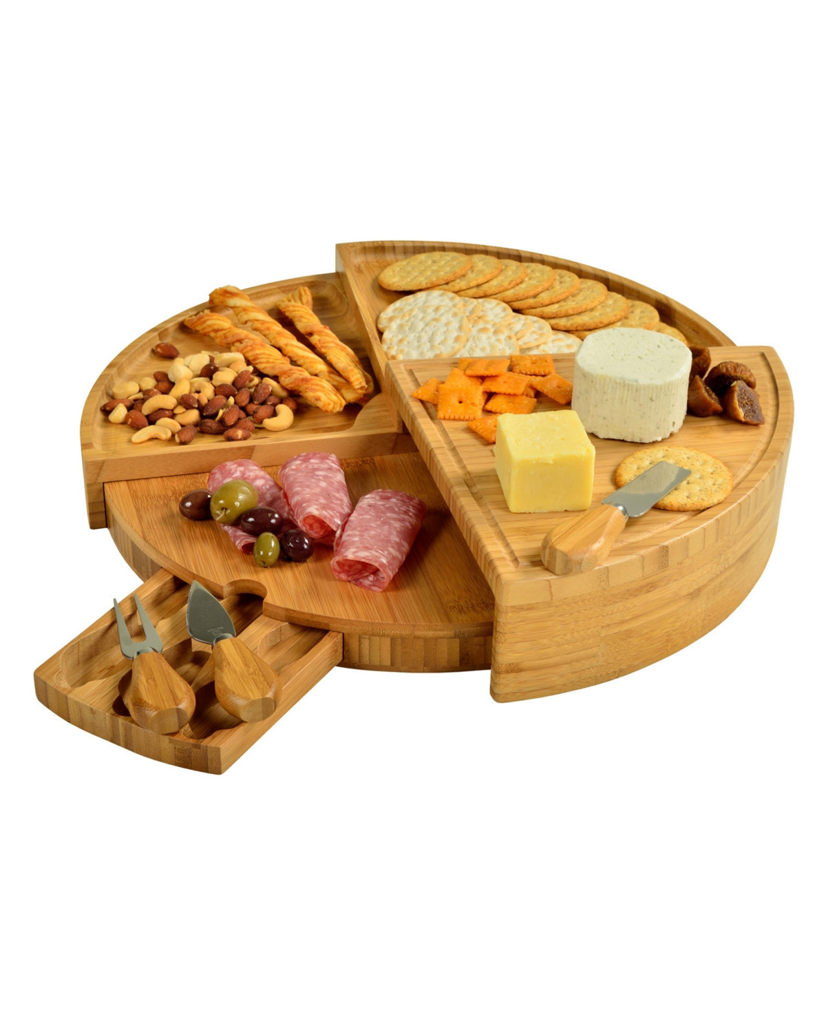 Picnic at Ascot Vienna Transforming Multilevel Bamboo Cheese Board Set with Tools - Natural | Macy's