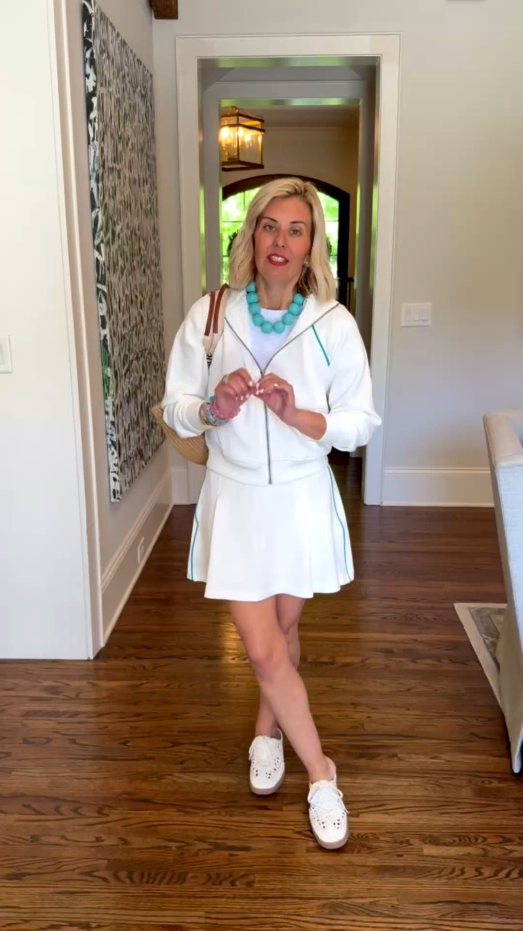 Spanx Air Essentials for the win! Y’all this set is everything!! The color piping is the perfect detail. 
Tee - xs 
Jacket - xs
Skirt - small
Sneakers - 8 tts
*Use my code CMLP15 at Lilla P
*Use my code Catherine20 at A+B

#LTKfitnessgoals #LTKgrwm #LTKmomlife