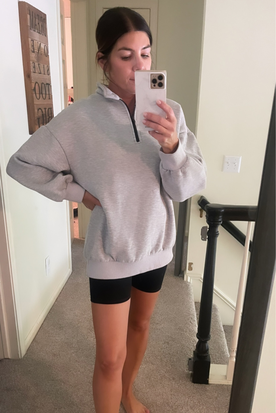 Grey quarter zip + biker shorts ❄️

#LTKstyletip #LTKFind #LTKU