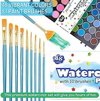 61 Pack Watercolor Paint Set, Shuttle Art 48 Colors Watercolor Pan with 13 Paint Brushes for Begi... | Amazon (US)