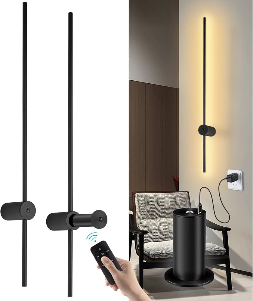 Battery Operated Wall Sconces Set of Two, USB Rechargeable Wall Lights with Remote Control, Dimma... | Amazon (US)