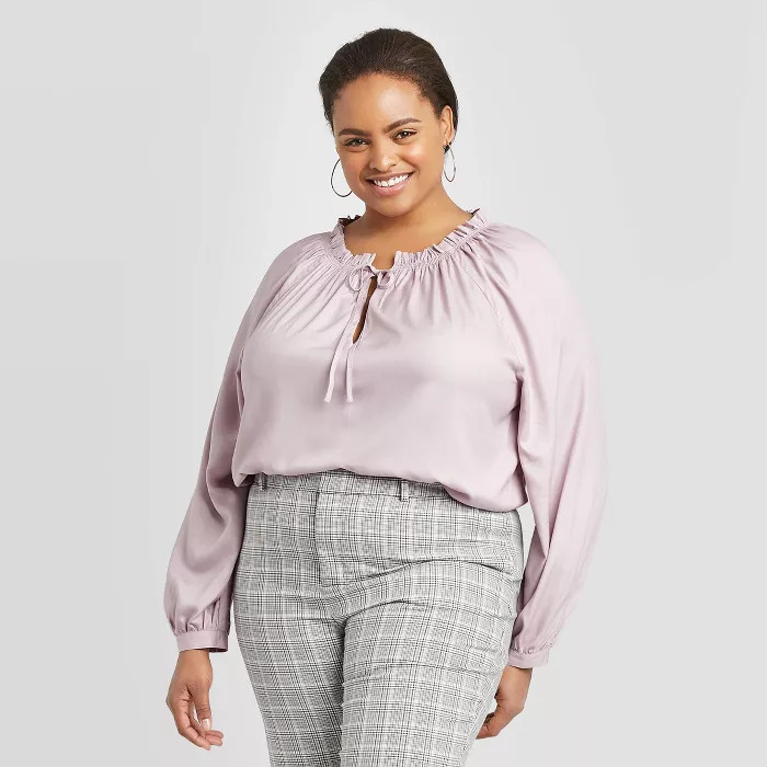 Women's Plus Size Long Sleeve V-Neck Blouse - A New Day™ | Target