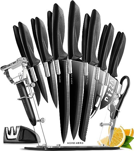 Home Hero Kitchen Knife Set - 17 piece Chef Knife Set with Stainless Steel Knives Set for Kitchen... | Amazon (US)