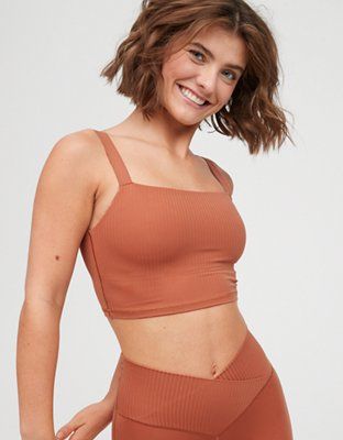 OFFLINE By Aerie Real Me Ribbed Longline Sports Bra | American Eagle Outfitters (US & CA)