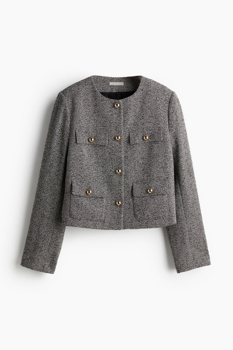 H & M - Textured-weave Jacket - Gray | H&M (US + CA)