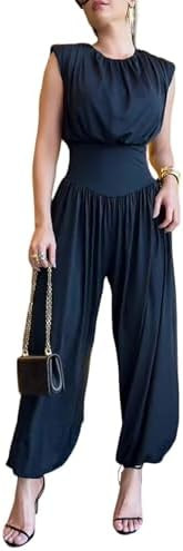 CHICME Womens Summer One Piece Jumpsuit Sleeveless Dressy Jumpsuits High Slit Casual Overalls for... | Amazon (US)