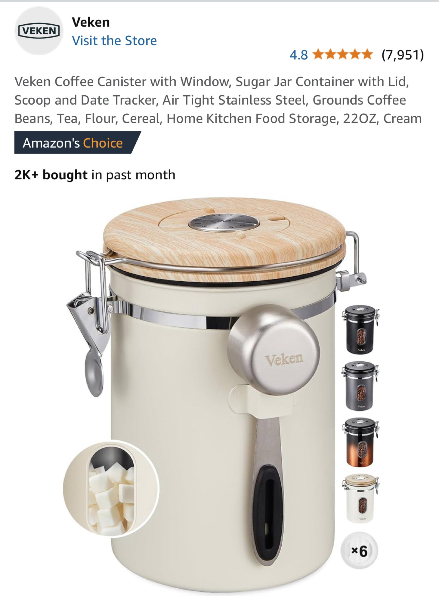 This little canister is a stylish way to keep your coffee beans or grounds fresh after opening!! It has a window so you can see how much is left without opening it and it also has a rotating date tracker at the top for keeping things extra fresh. You could also use it for sugar or beans or whatever else you want! 

#LTKOver40 #LTKFindsUnder50 #LTKHome