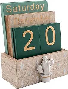 Notakia Perpetual Calendar, Wooden Calendar for Home Office Desk Accessories Vintage Wood Block C... | Amazon (US)