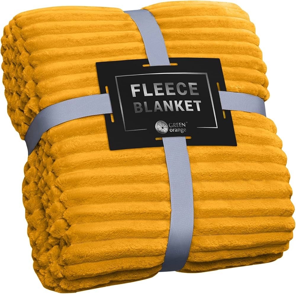 GO Fleece Blanket Orange Yellow Throw 50”x60” Blanket –Travel 270GSM Warm Comfy, Super Soft... | Amazon (US)