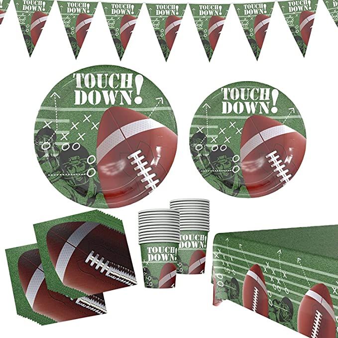 Football Party Supplies, 2024 Super Bowl Party Decorations Kit Serve 24, Includes Football Banner... | Amazon (US)