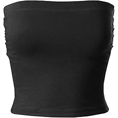 MixMatchy Women's Solid Casual Summer Side Shirring Scrunched Double Layered Tube Top | Amazon (US)