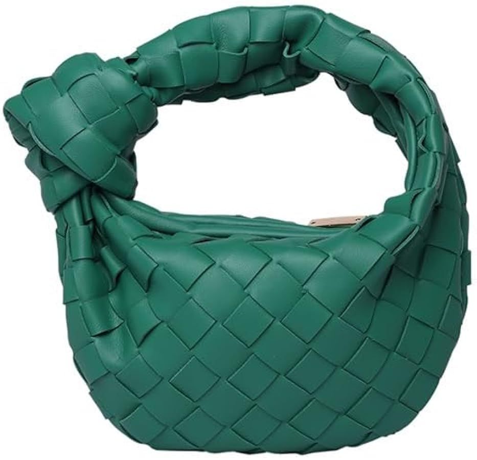 Y2K Woven Handbag for Women Soft Leather Bags Bucket Purses Small Tote Hobo Bag Shoulder Bag | Amazon (US)