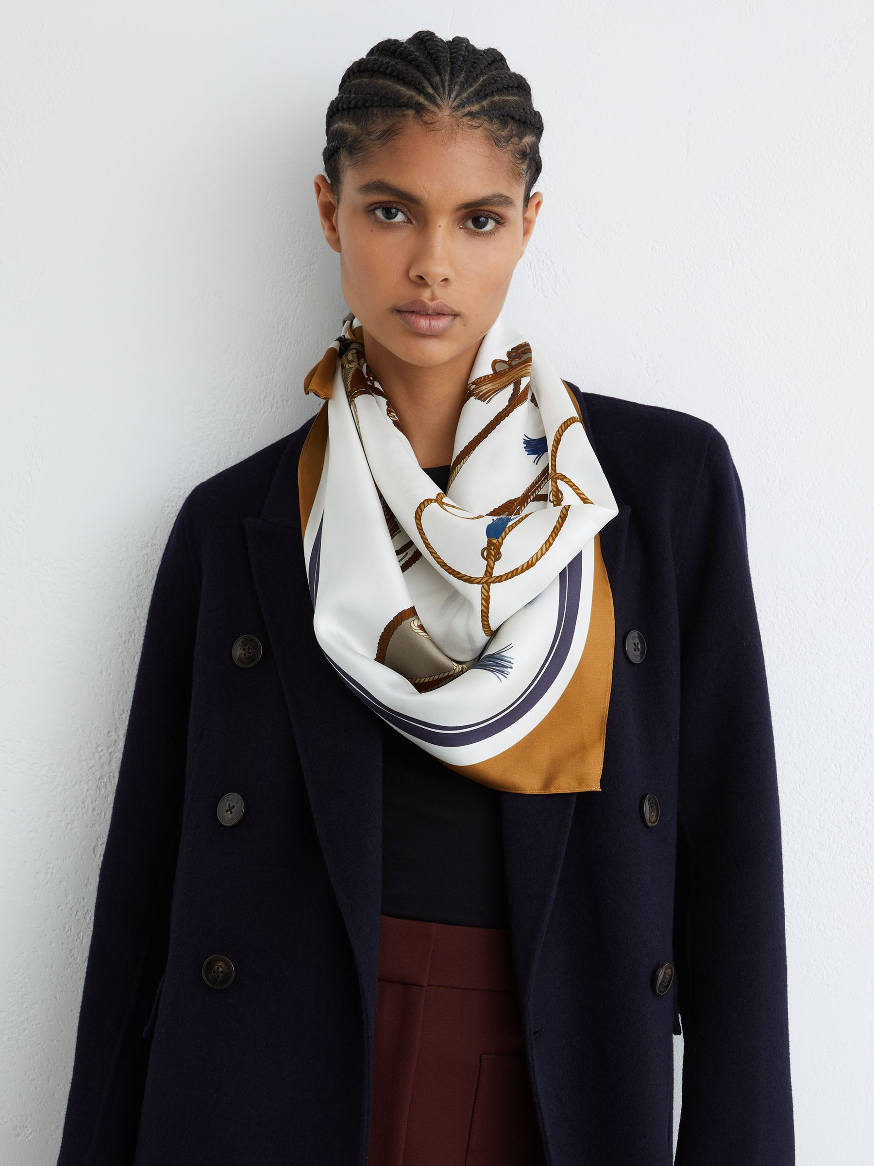 Reiss Silk Printed Scarf in Multi - REISS | Reiss UK