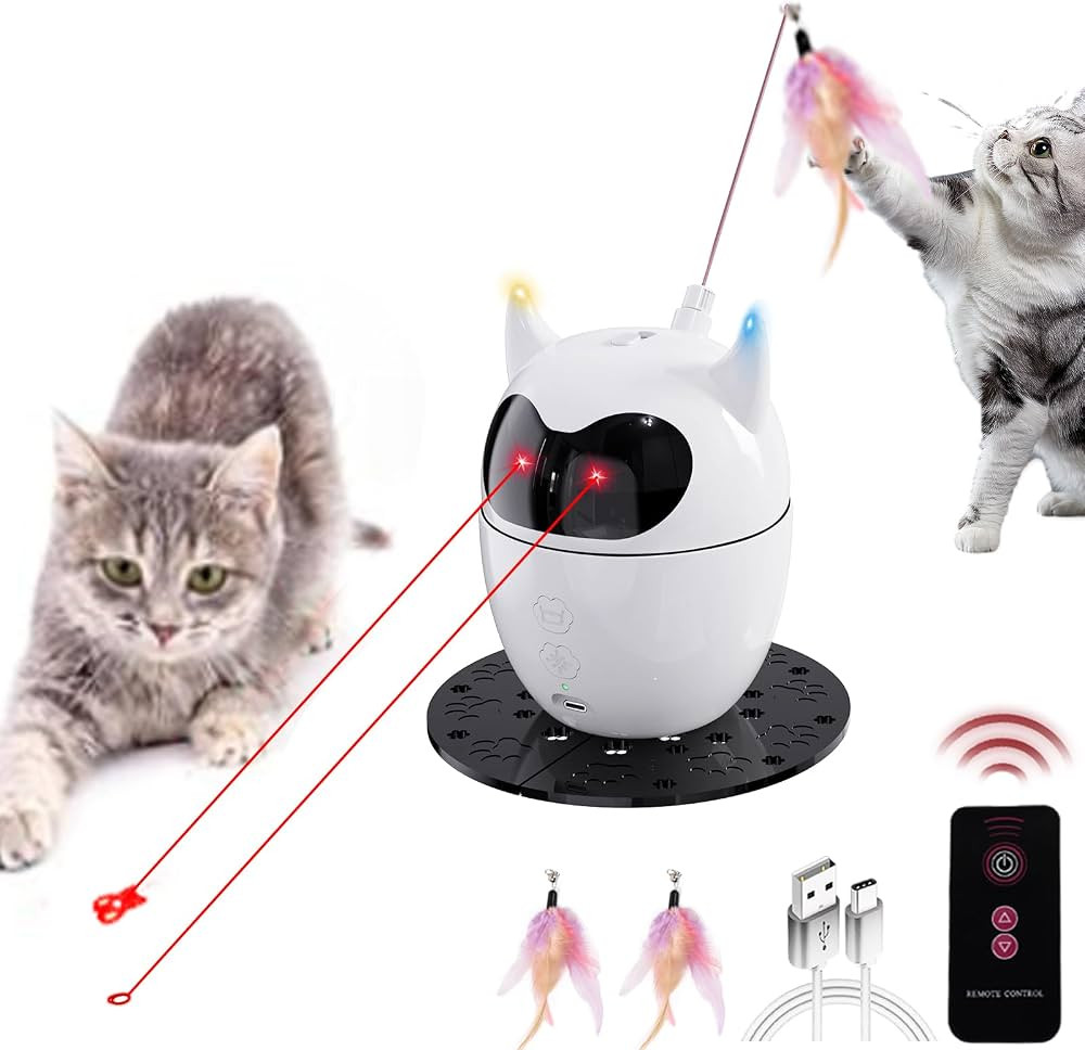 Interactive Cat Toy, 2 in 1 Automatic Cat Toy for Indoor Cats, Rechargeable Automatic Random Rota... | Amazon (US)
