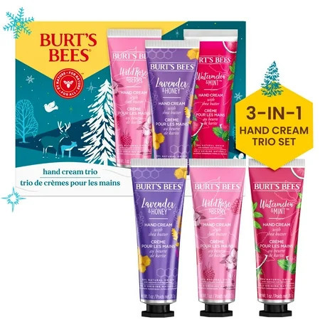 Burt's Bees Hand Cream Trio Gift Set, Lavender and Honey, Wild Rose and Berry and Watermelon and Mint | Walmart (US)
