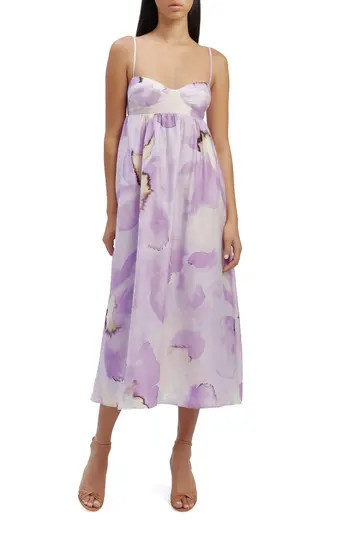 Bardot Lenora Abstract Floral Midi Dress in Lavender Floral at Nordstrom Rack, Size 8 | Nordstrom Rack